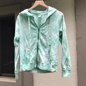 FOREVER 21 TYE DYE BLUE ZIP HOODIE